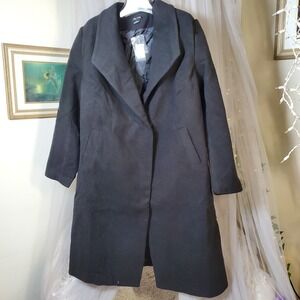 City Chic Belissima Mid Thigh Black Long Over Coat Size 18 NWT $179 Pockets